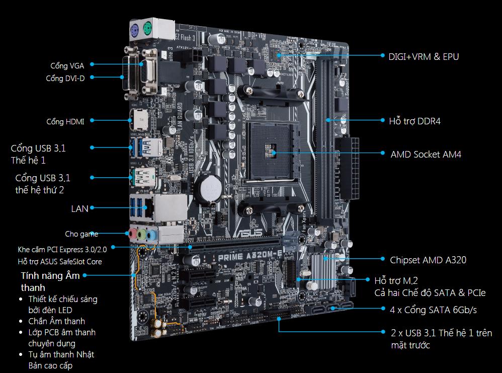 Main Asus PRIME A320M-E - Hàng Chính Hãng