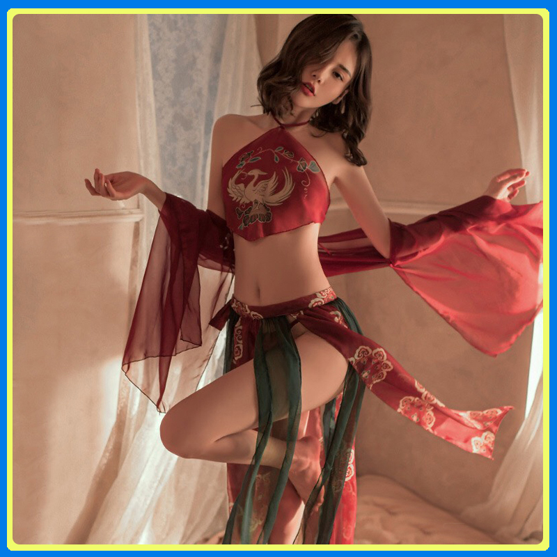 Váy ngủ hở lưng sexy phối quần váy xẻ tà kèm áo choàng sexy gợi cảm P67 - Đầm ngủ nữ quyến rũ - Đồ ngủ nữ sexy