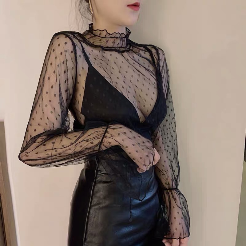 Áo ren mỏng kiểu ulzzang hàn quốc - áo ren mặc trong