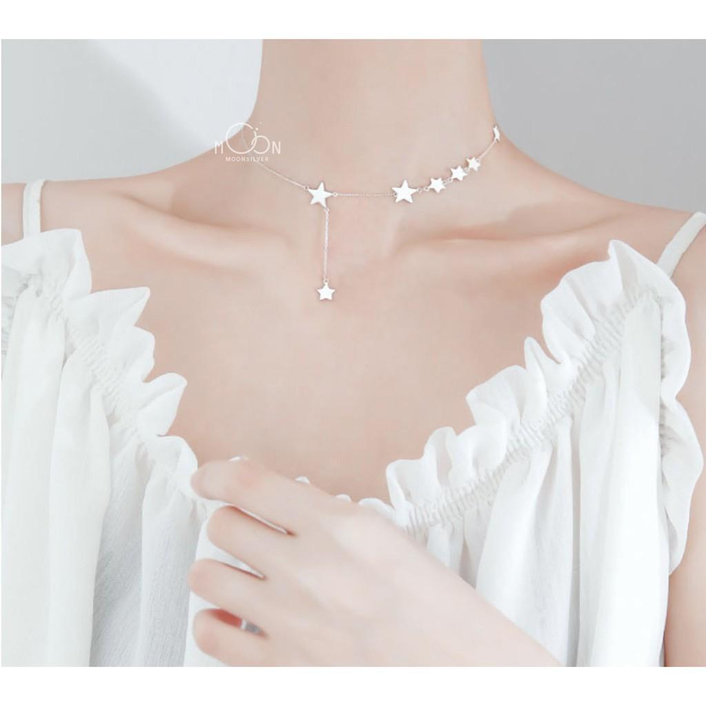 Choker bạc, Dây chuyền vòng cổ bạc nữ chuỗi ngôi sao chocker cá tính điệu đà