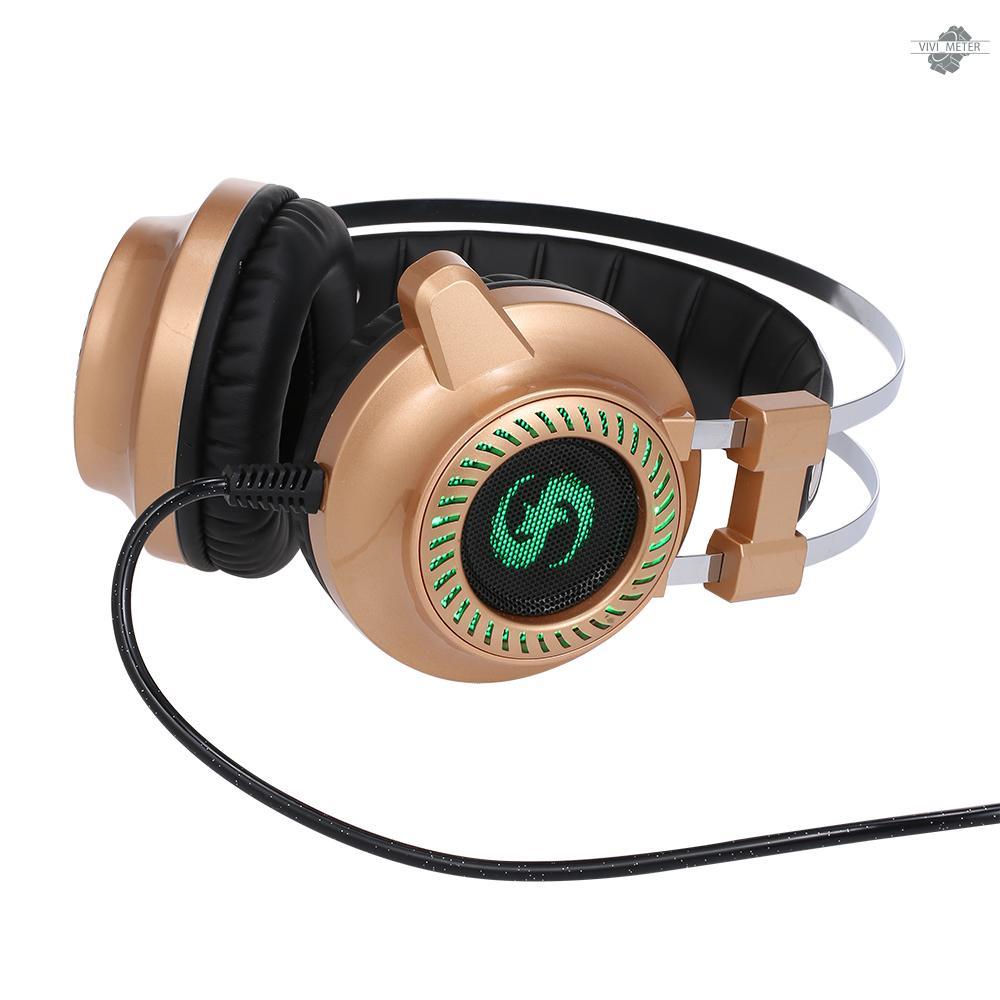 KUBITE T2 Gaming Headphones Stereo Bass Gaming Headset with Microphone LED Light 3.5mm Wired for Desktop Cpmputer
