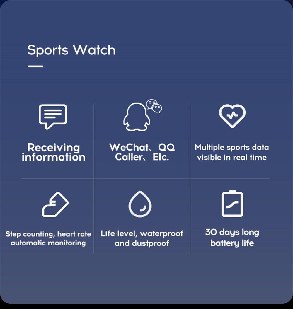 Đối với Xiaomi Bluetooth Smartwatch Đàn ông Phụ nữ Huyết áp Nhịp tim Monitor Thể thao Smartwatch Tracker Nhắc nhở Giám sát giấc ngủ