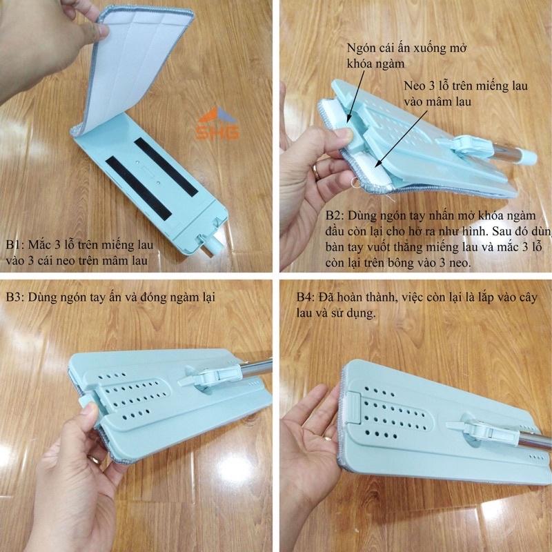 Cây lau nhà dùng cho thùng bẹ 2 ngăn lớn và nhỏ