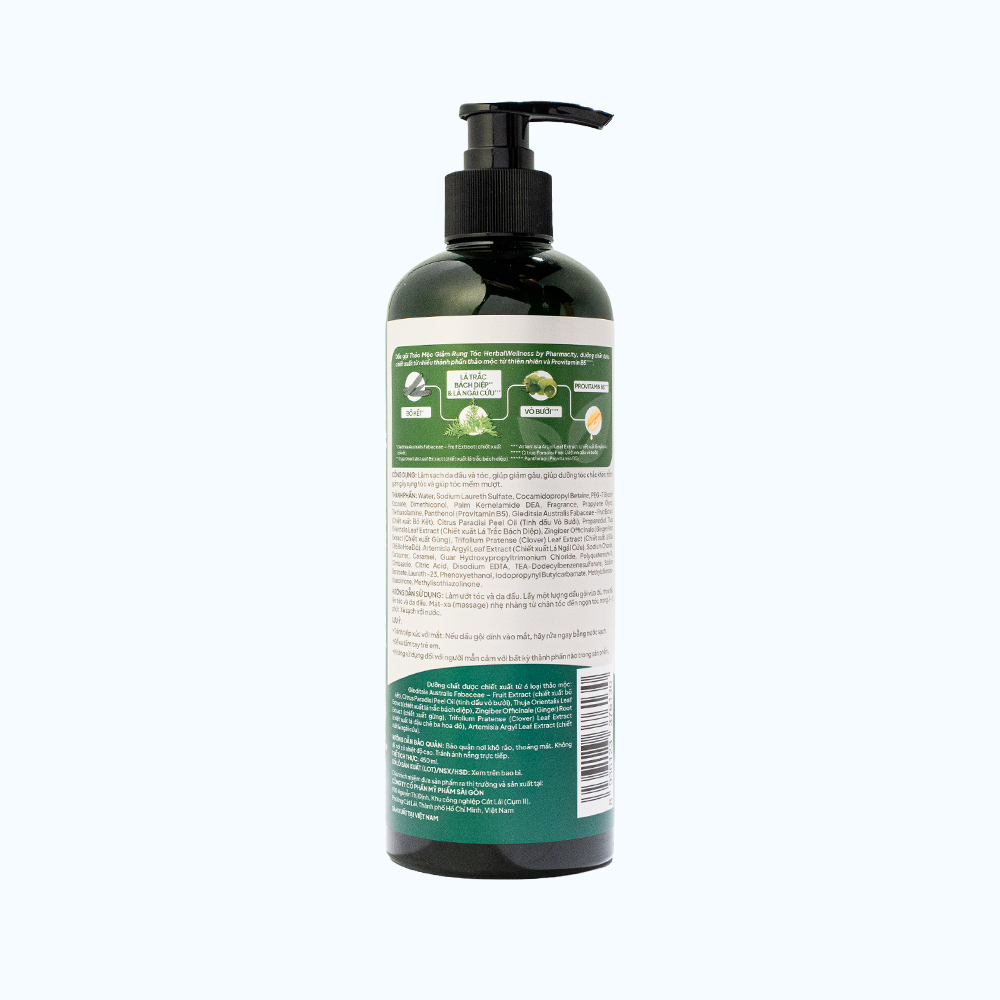 Dầu gội thảo mộc giảm rụng tóc Herbal Wellness by Pharmacity chai 450ml