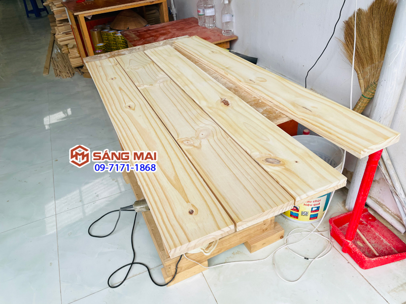 [MS59] Tấm gỗ thông mặt rộng 12cm x dày 1cm x dài 120cm + láng mịn 4 mặt