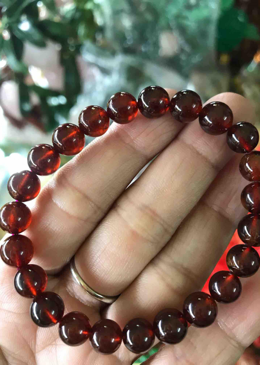VÒNG ĐỎ CAM ĐÁ GRANET 8mm TỰ NHIÊN NỮ MỆNH HOẢ THỔ