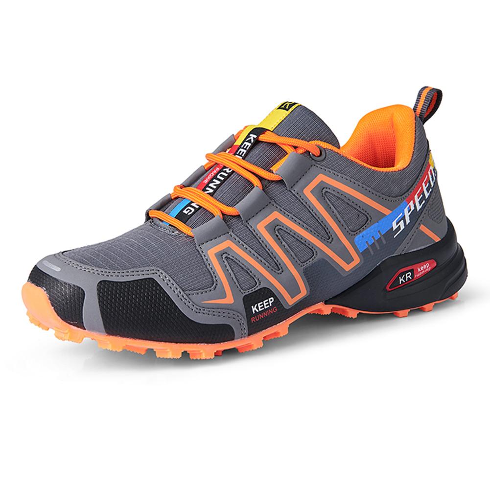 Cao Su Giày Sneaker Nam Chống Trượt Leo Núi Giày Chịu Mài Mòn Người Giày Thun Dây Giày Leo Núi Thể Thao Color: Gray orange Shoe Size: 44