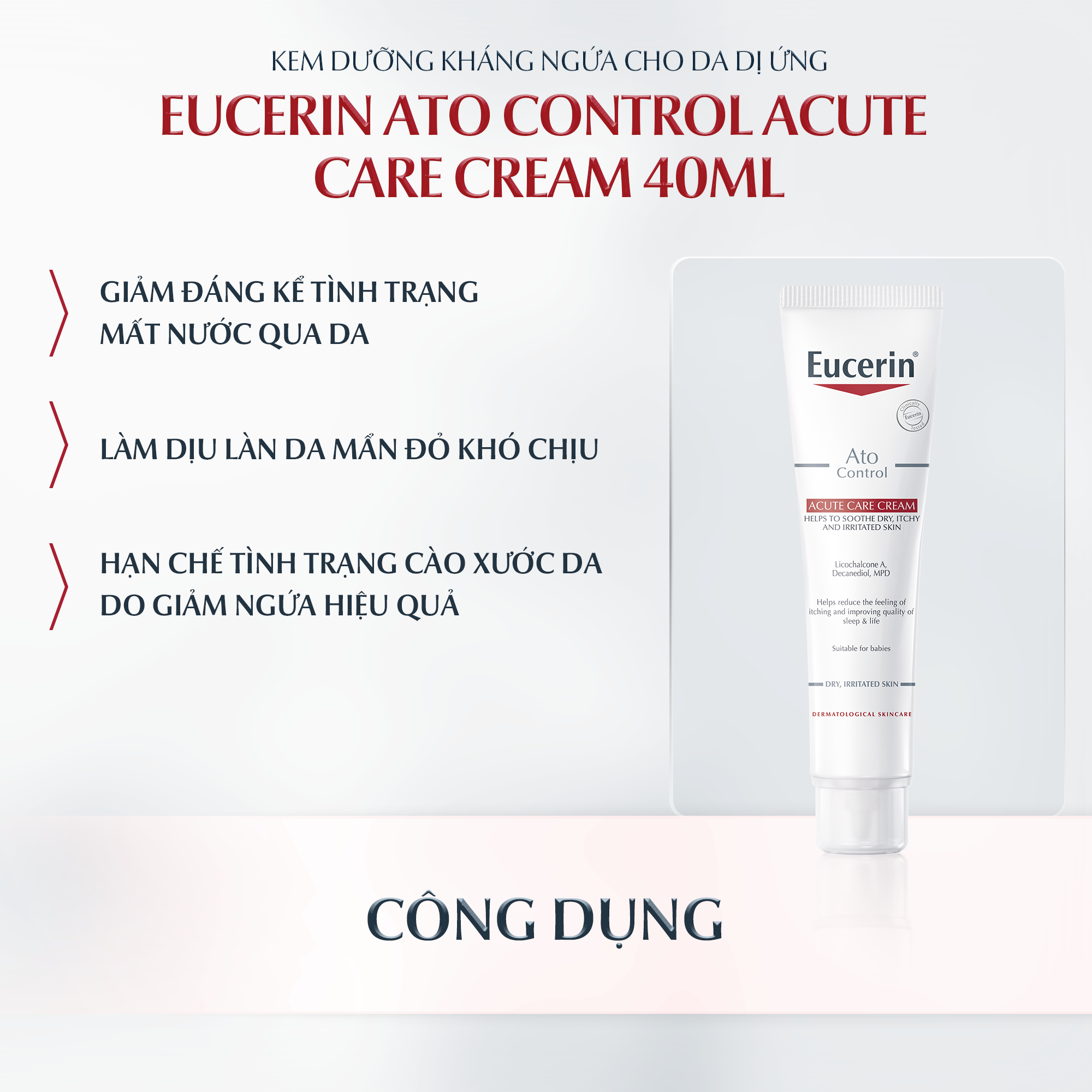 Kem dưỡng giảm viêm da cơ địa Eucerin Ato Control Acute Care Cream 40ml