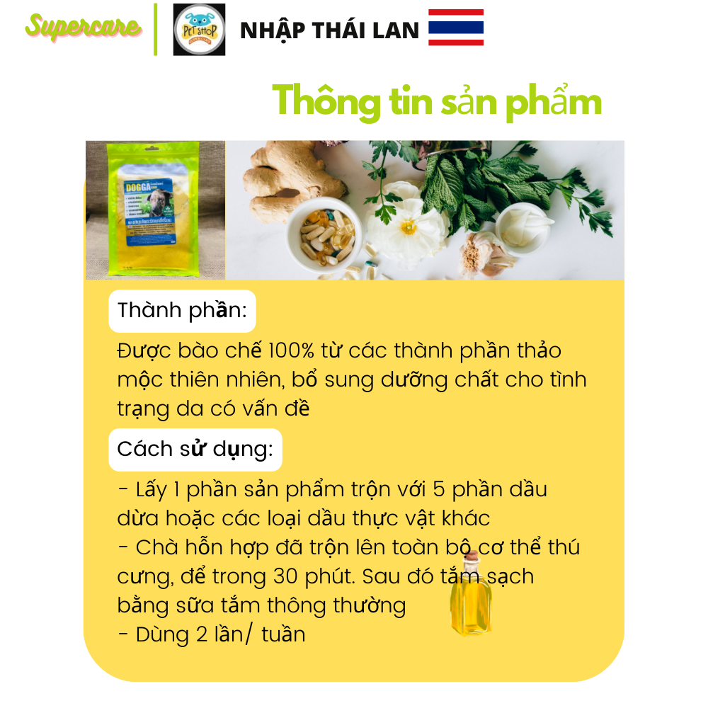 Bột Thảo Dược Tắm Chó DOGGA 100gr Hàng Nhập Thái Lan