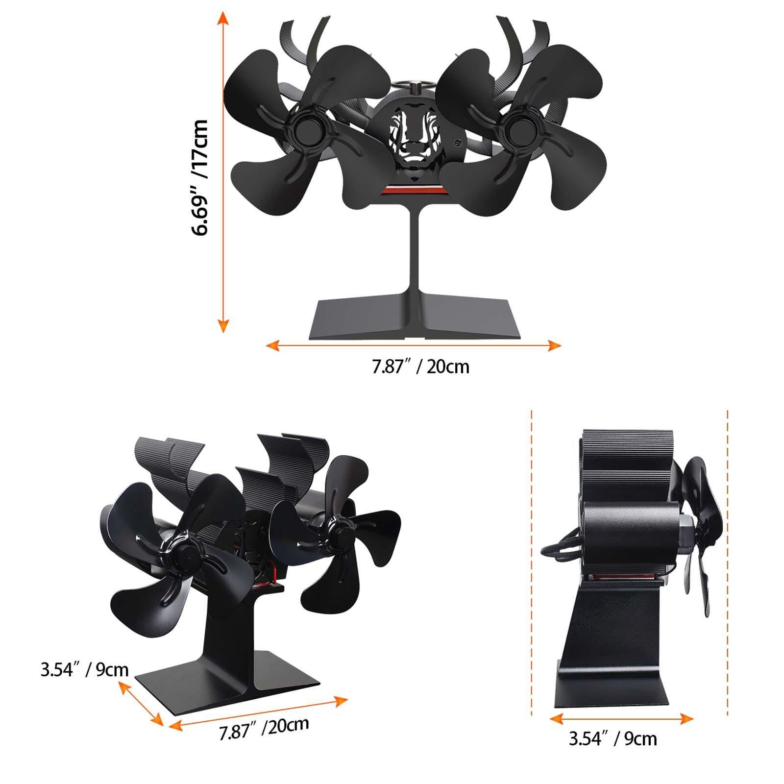 Double Headed Powered Fan 8 Blade 20x9x17cm Multifunctional Eco Friendly Aluminum Burner Fan