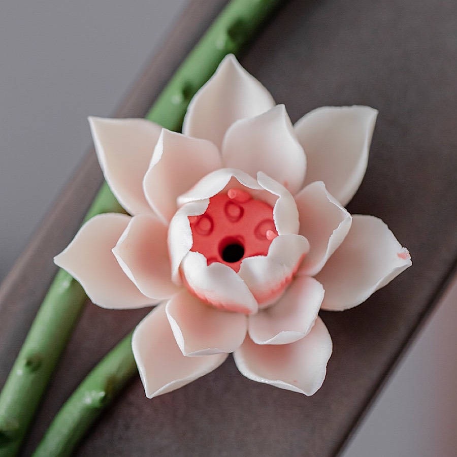 KHAY ĐỐT TRẦM HƯƠNG - ĐẾ CẮM NHANG HOA SEN GỐM SỨ CAO CẤP