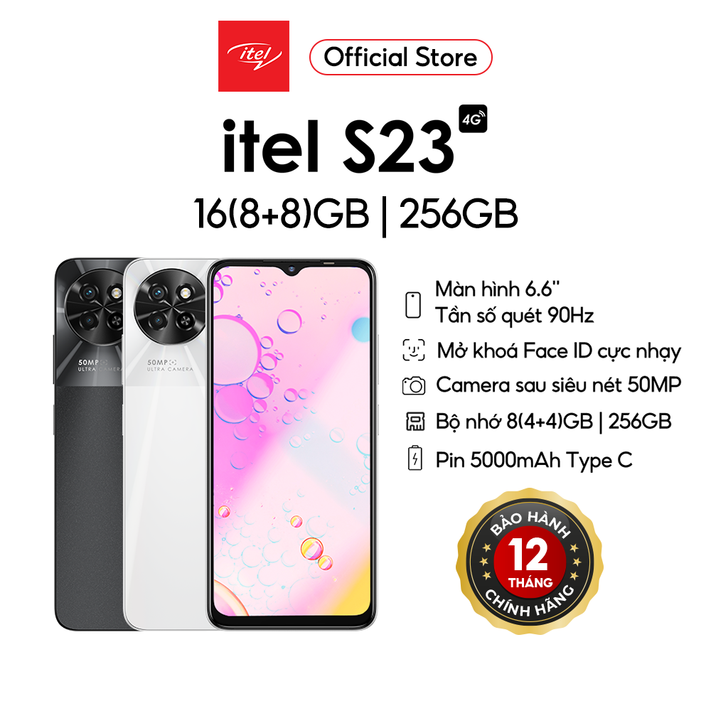 Điện Thoại Itel S23 16GB(8GB+8GB)/256GB | Pin 5000mAh | 6.6 Inch | Camera 50MP | HÀNG CHÍNH HÃNG