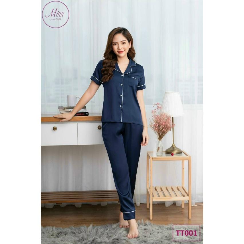 Bộ Đồ Ngủ Pijama Lụa Gấm Cao Cấp-bộ đồ sau sinh tiện lợi