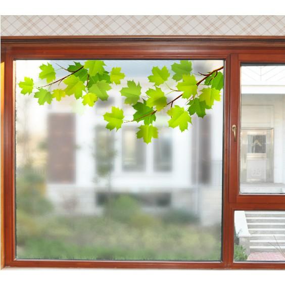 Decal trang trí kính cao cấp mẫu 2 nhánh cây xanh