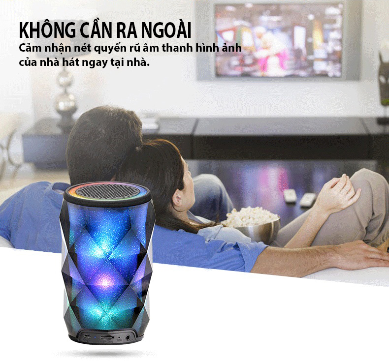 Loa bluetooth mini crystal 7 màu Trụ - Hàng chính hãng