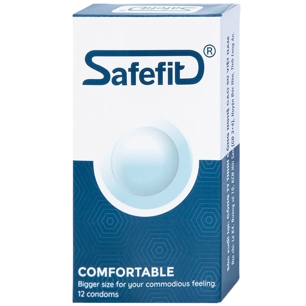 Bao cao su siêu mỏng Safefit Comfortable size 52mm - hộp 12 chiếc