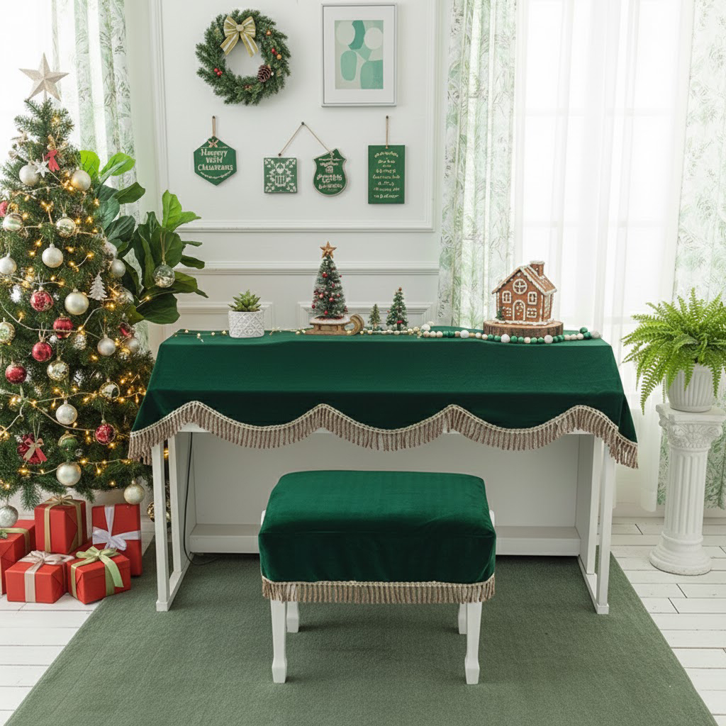 Khăn phủ đàn piano cơ đàn piano điện tử 88 phím trang trí giáng sinh noel năm mới Tết - Hàng chính hãng