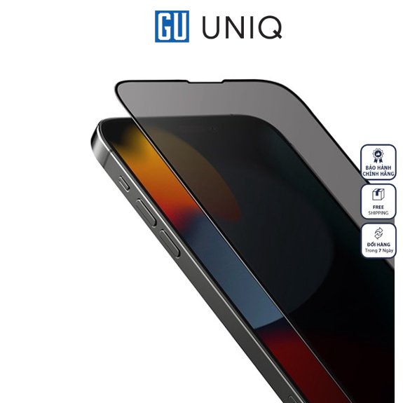 Kính Cường Lực UNIQ OPTIX Privacy Dành Cho iPhone 15/ 15 Plus/ 15 Pro/ 15 Pro Max phủ lớp chống nhìn trộm, lớp kháng khuẩn Hàng Chính Hãng