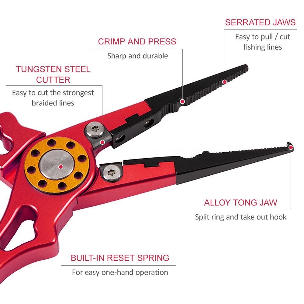 Aluminium Fishing Pliers Hook Remover Pliers Fish Holder Split Ring Tool Clip Clamp Line Cutter with Lanyard Storage Bag