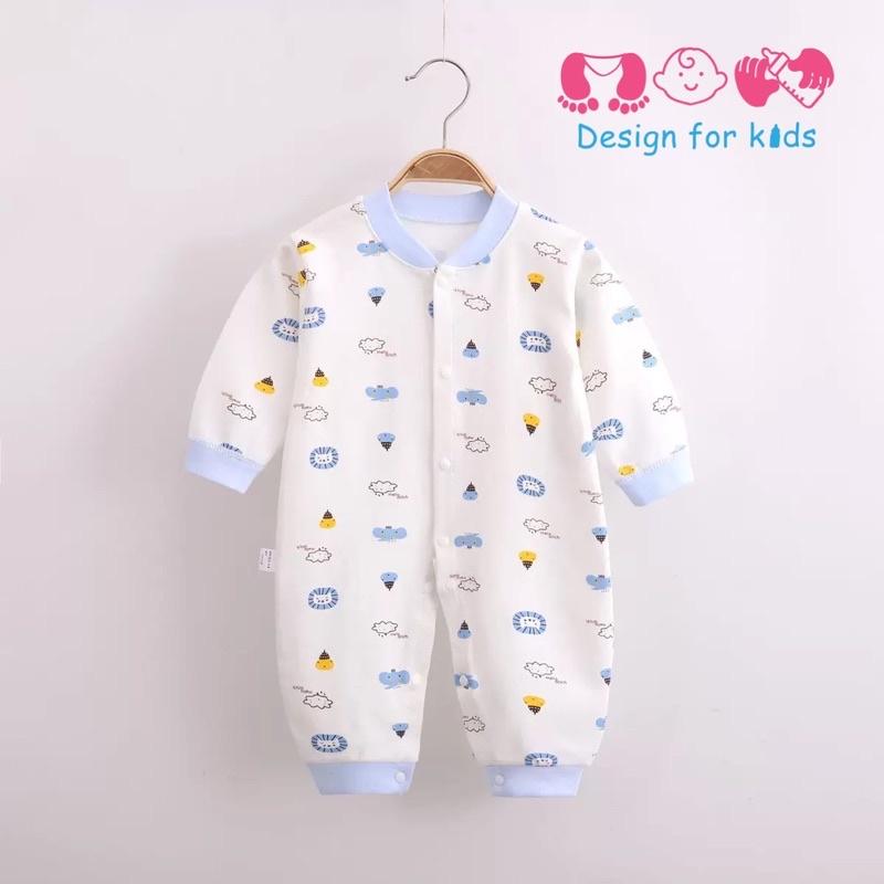 Bodysuit / Sleepsuit kín cổ, không tất chân vải cotton mềm cho bé trai và bé gái