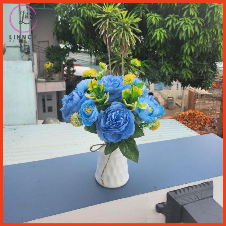 Lọ Hoa Hồng Trà Bình Hoa Decor Bàn Kệ Tủ Giá Sách
