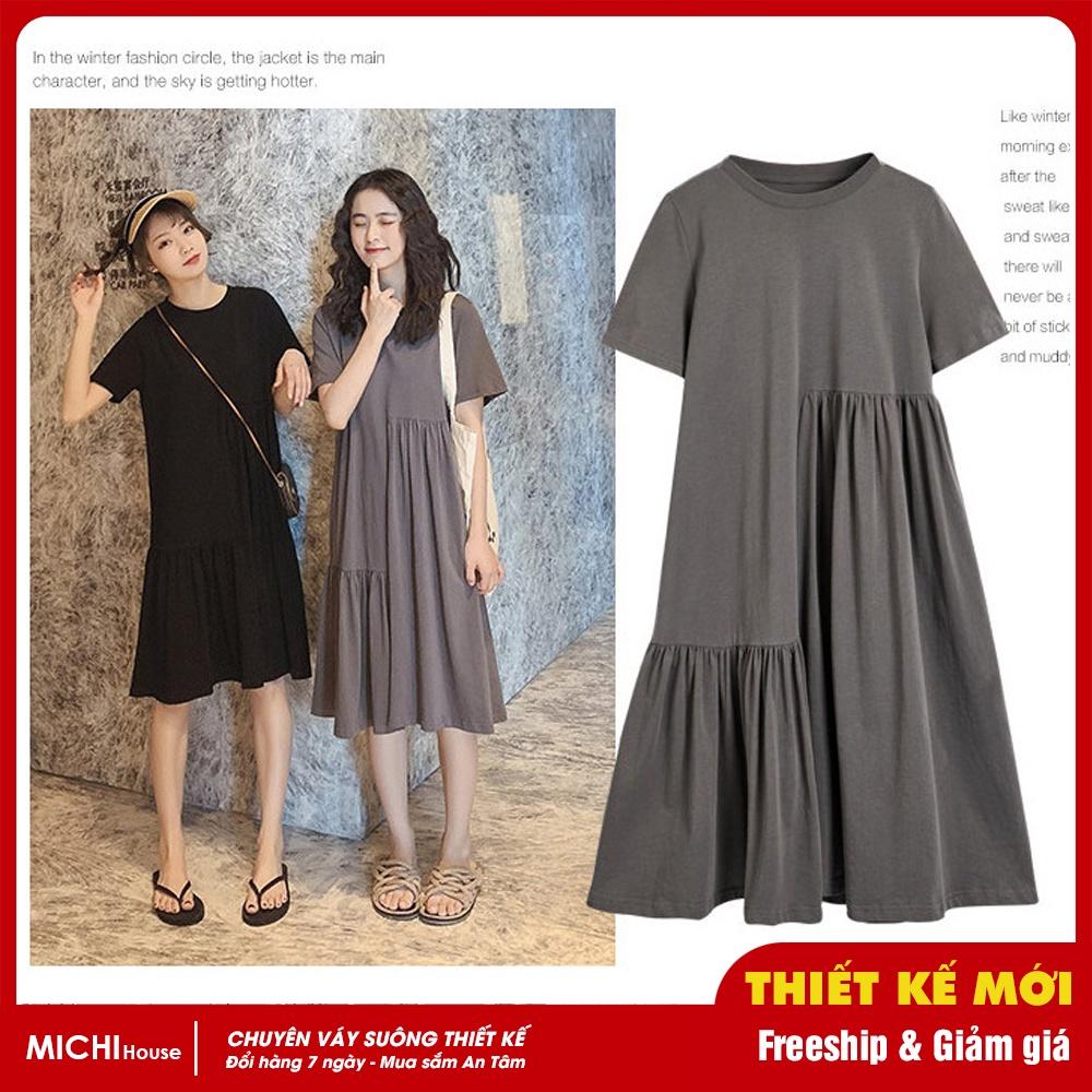 Đầm Thun Dáng Suông MICHI House V382 Váy Cotton Trẻ Trung Phom Xuông Freesize Dễ Mặc Xinh