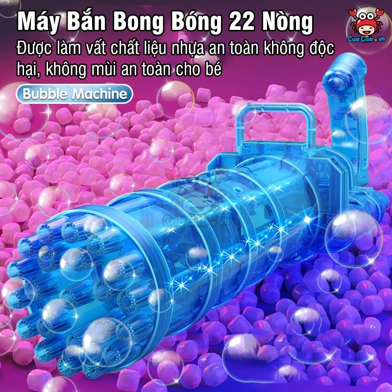 Súng bắn bong bóng xà phòng 22 nòng cỡ lớn, Đồ chơi súng máy bắn bong bóng có đèn mới nhất phun thổi nhiều bóng