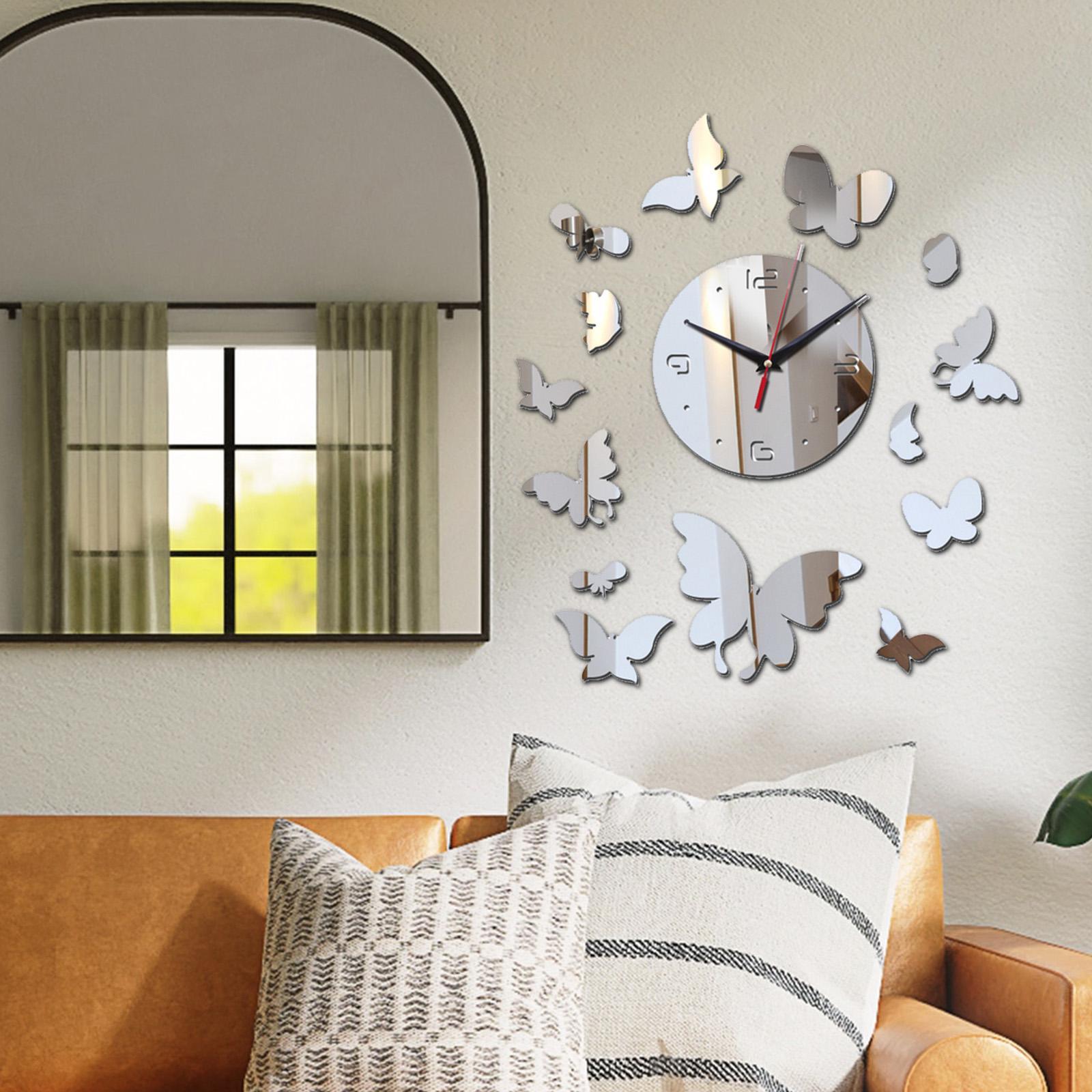 Modern Wall Clock Geometric Mute DIY Mirror Acrylic for Office Home