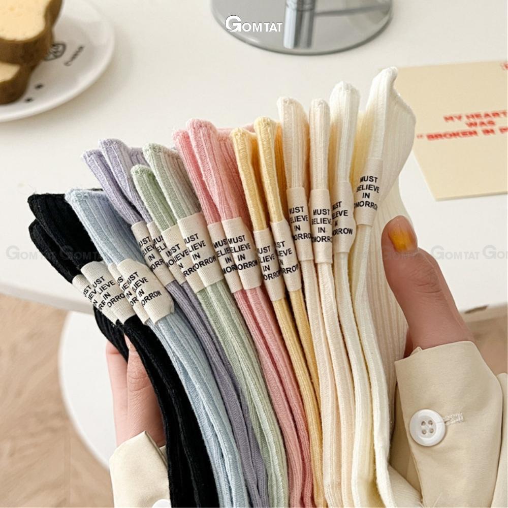 Tất nữ cổ cao trơn GOMTAT nhiều màu phong cách Hàn Quốc, chất liệu cotton nhẹ mềm mại thấm hút thoáng khí - CAOSUXI-PO-3023-1DOI