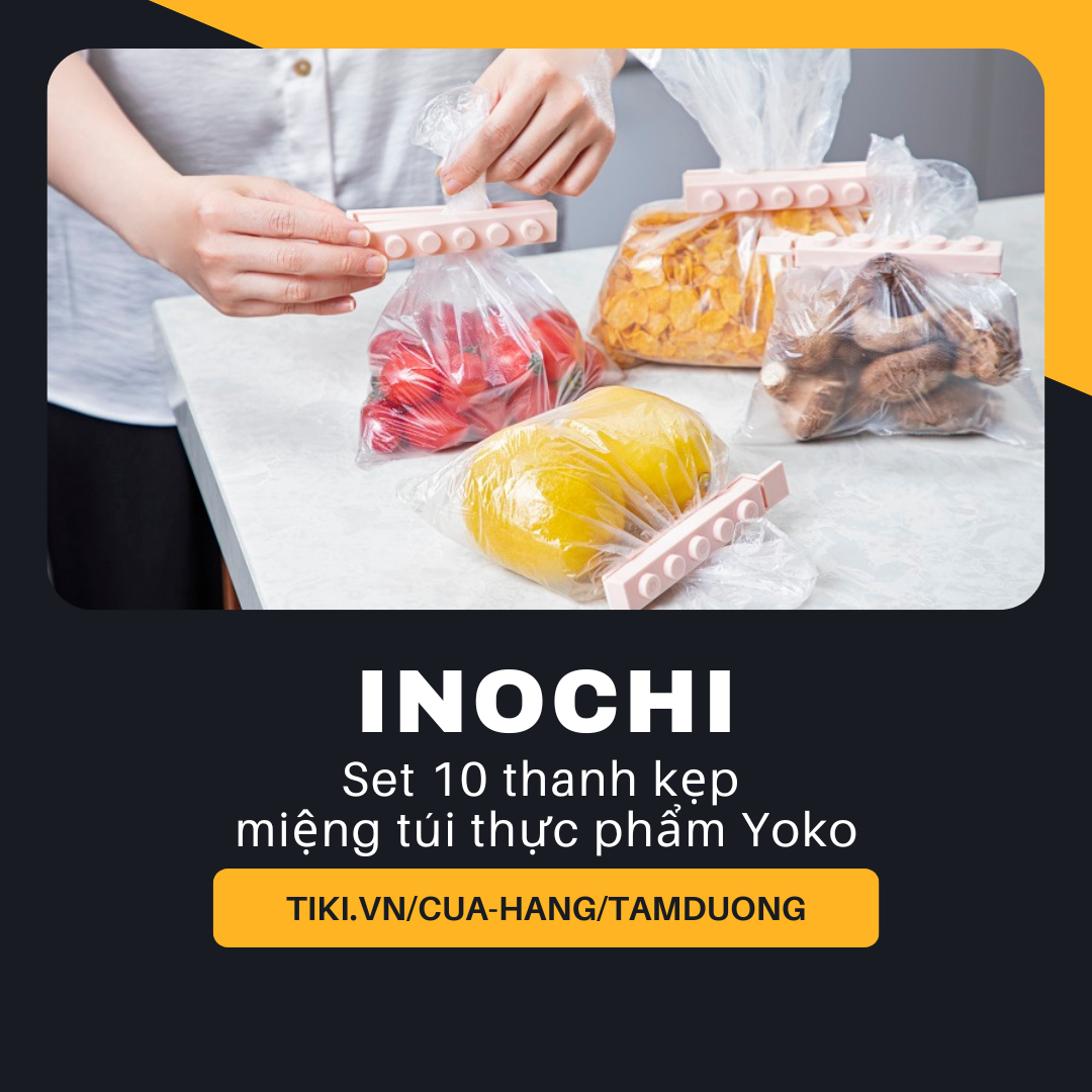 Set 10 thanh kẹp miệng túi thực phẩm Inochi Yoko - giúp bảo quản thực phẩm kín hơi tuyệt đối và giữ trọn hương vị tươi ngon