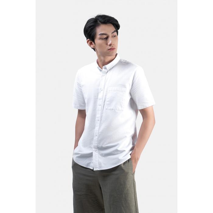 ÁO SƠ MI NAM TAY NGẮN OXFORD TRƠN FORM FITTED - 10F22SHS002C | LASTORE MENSWEAR