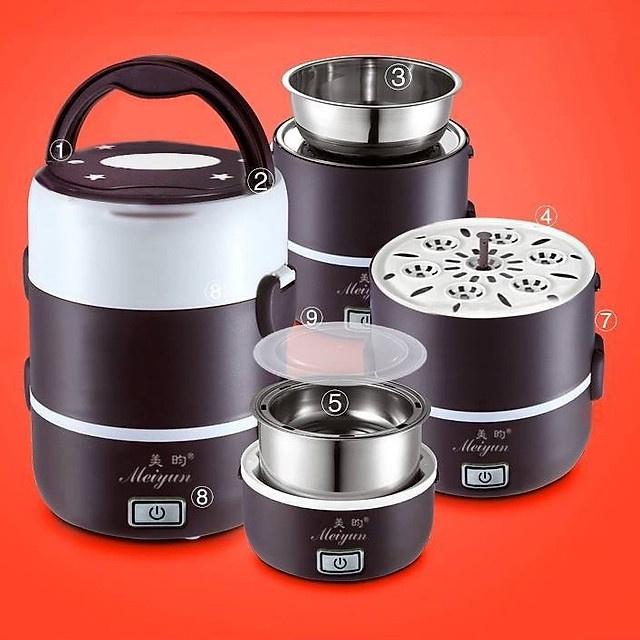 Hộp cơm điện 3 tầng Meiyun My3in nấu cơm hâm nóng mang tới văn phòng - Hộp xấu