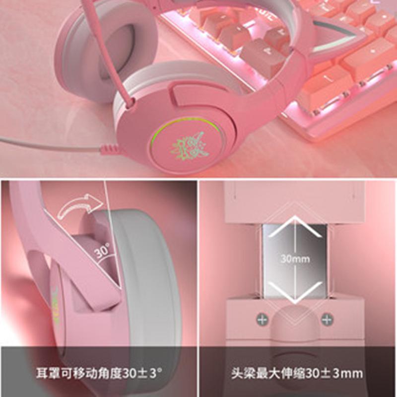 Mới K9 Hồng Chơi Game Có Dây Tai Nghe Tai Mèo Tai Nghe Có Micro HiFi 7.1 Kênh Chơi Game Âm Nhạc Tai Nghe Cho Máy Tính Xách Tay
