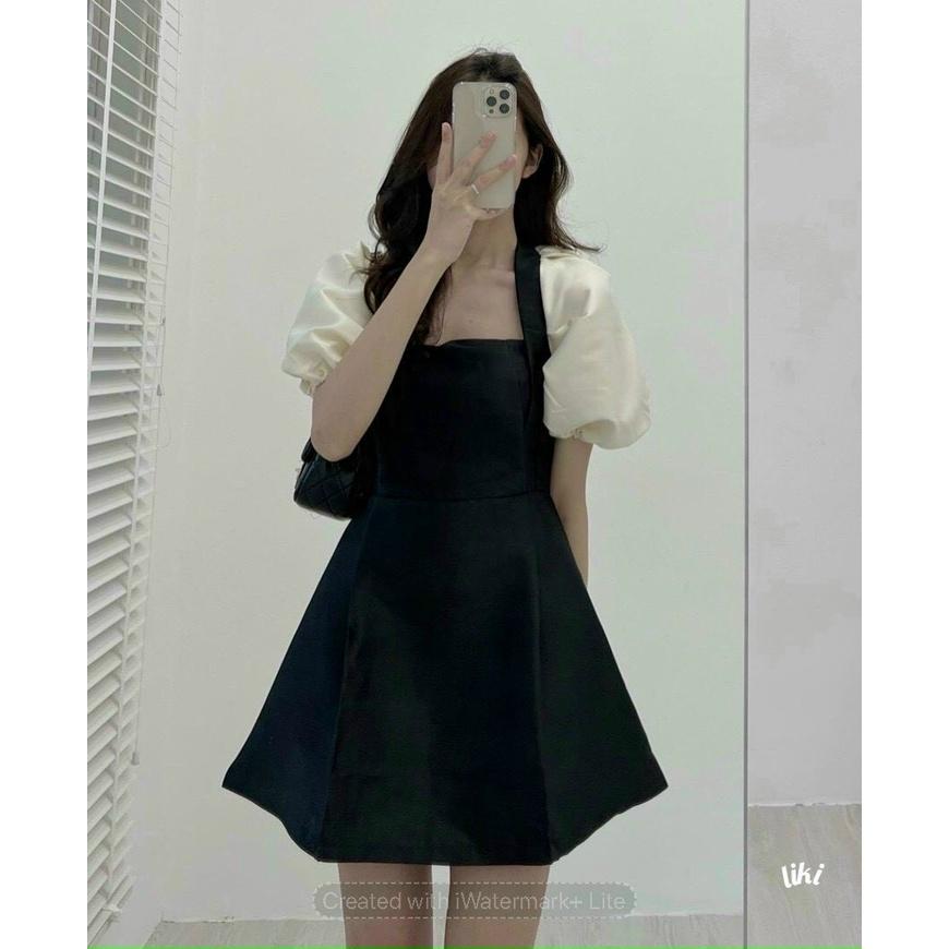 Đầm váy phối voan tay phồng xinh xắn dạo phố kèm ảnh thật