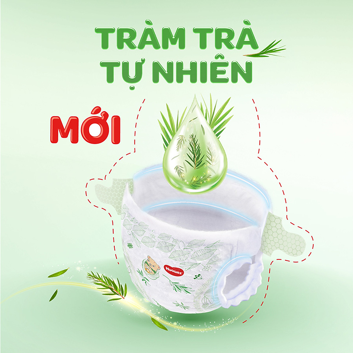 Combo 3 gói tã dán sơ sinh Huggies Tràm Trà Tự Nhiên NB70 (dưới 5kg) - Gói 70 miếng + Tặng 10 miếng