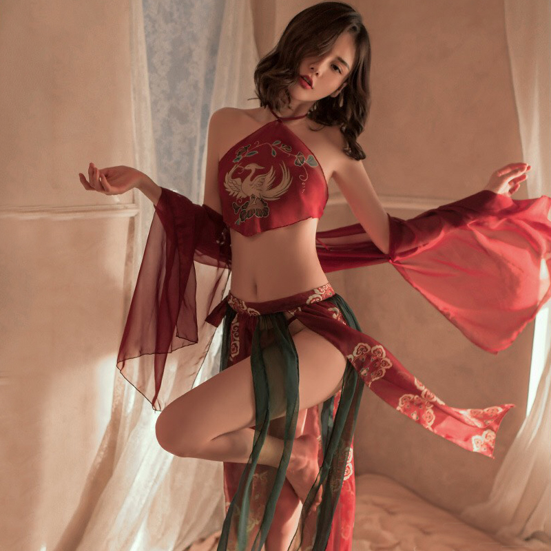 P67 Váy ngủ hở lưng sexy phối quần váy xẻ tà kèm áo choàng sexy gợi cảm - Đầm ngủ nữ quyến rũ - Đồ ngủ nữ sexy