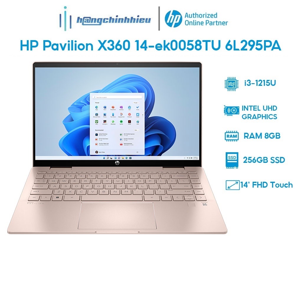 Laptop HP Pavilion X360 14-ek0058TU 6L295PA i3-1215U | 8GB | 256GB | 14' FHD Touch | Win 11 Hàng chính hãng