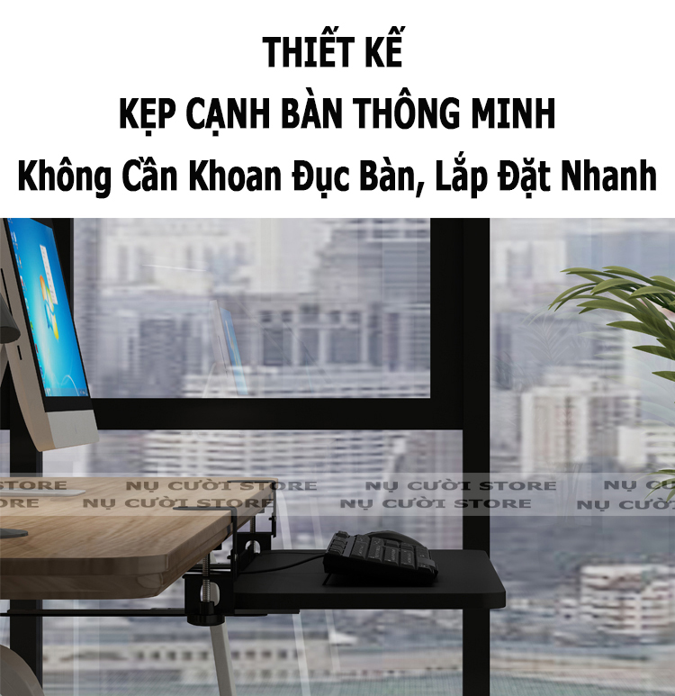 (52cm) Giá Đỡ Ngăn Kéo Bàn Phím Kẹp Bàn; Ray Trượt Kệ Gỗ Mở Rộng Bàn Làm Việc; Giá Đở Bàn Phím Di Động; Bàn Gấp Gọn