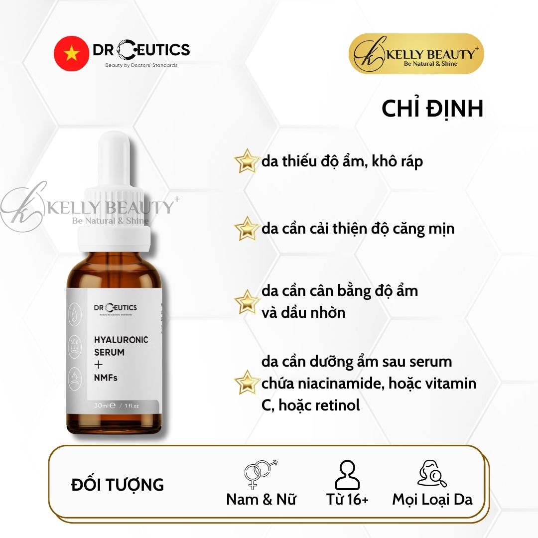 Tinh Chất Cấp Ẩm Drceutics Hyaluronic Serum + NMFs - Giúp Da Căng Bóng, Mềm Mịn | Kelly Beauty