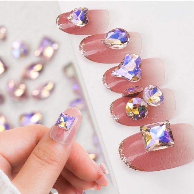 Hủ 10 Viên Đá Khối Hồng Ngũ Sắc Ánh Vàng Gold