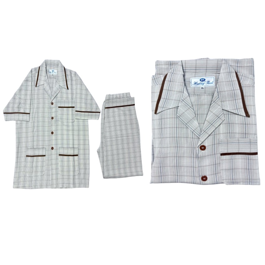 Bộ Pyjama HUONGTAM Lentol  tay Ngắn nam cao cấp(PNT02N18). Chất liệu vải Lentol loại tốt: mềm mại, thoáng mát, không phai màu