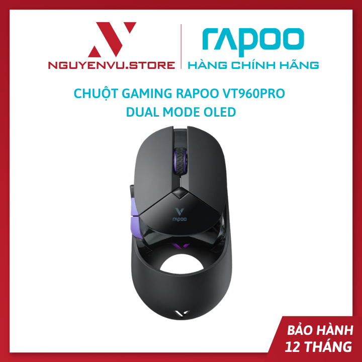 Chuột Gaming Rapoo VT960PRO Dual Mode OLED - Hàng Chính Hãng