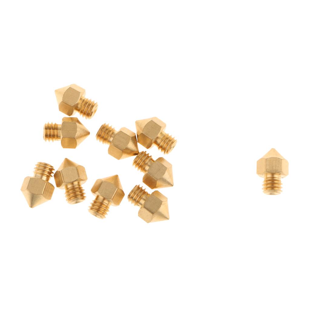 10 Pcs. 3D Printer Nozzle, Extruder Repair Accessory For MK8 3D Printer - Golden