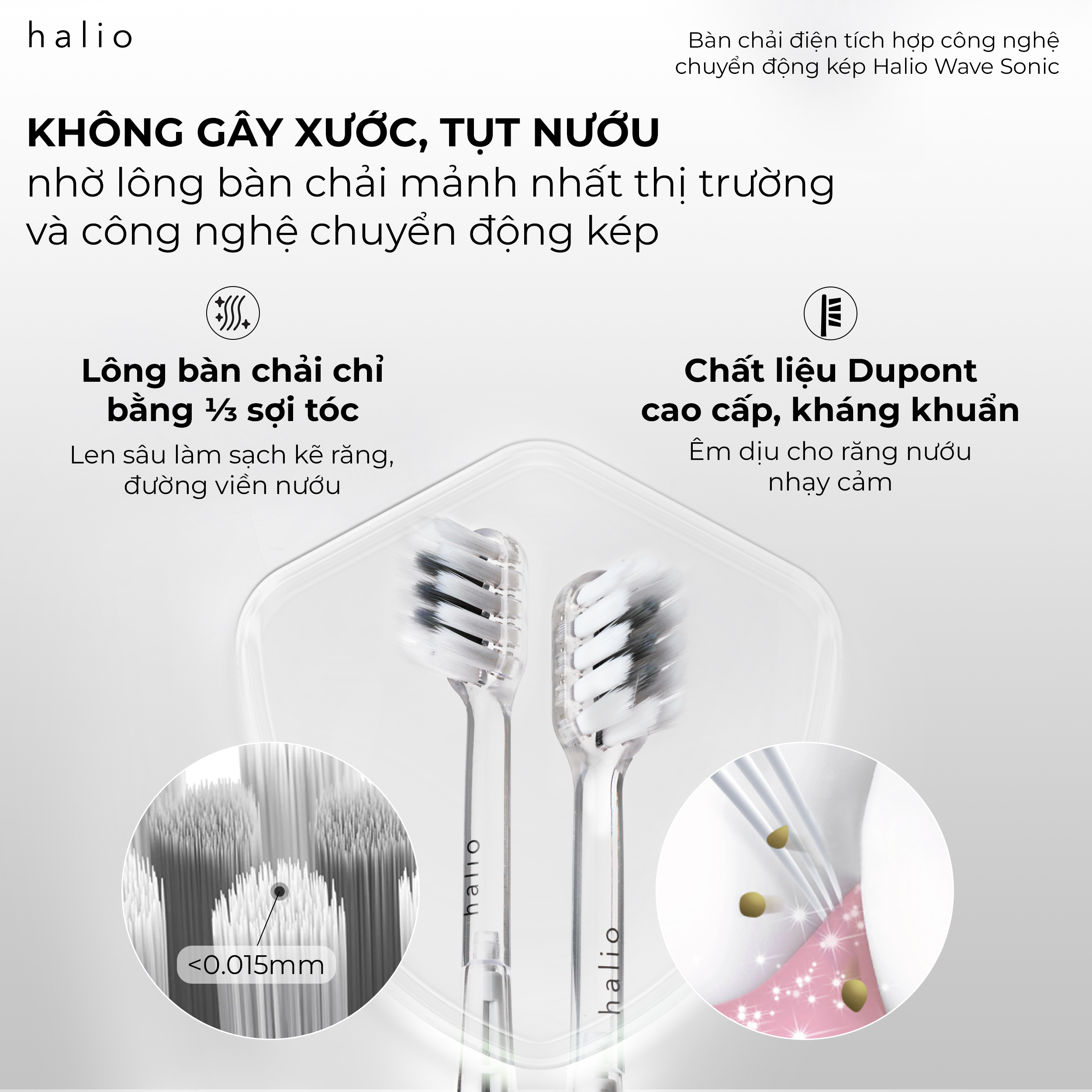 Bàn Chải Điện Tích Hợp Công Nghệ Chuyển Động Kép Halio Wave Sonic Electric Toothbrush