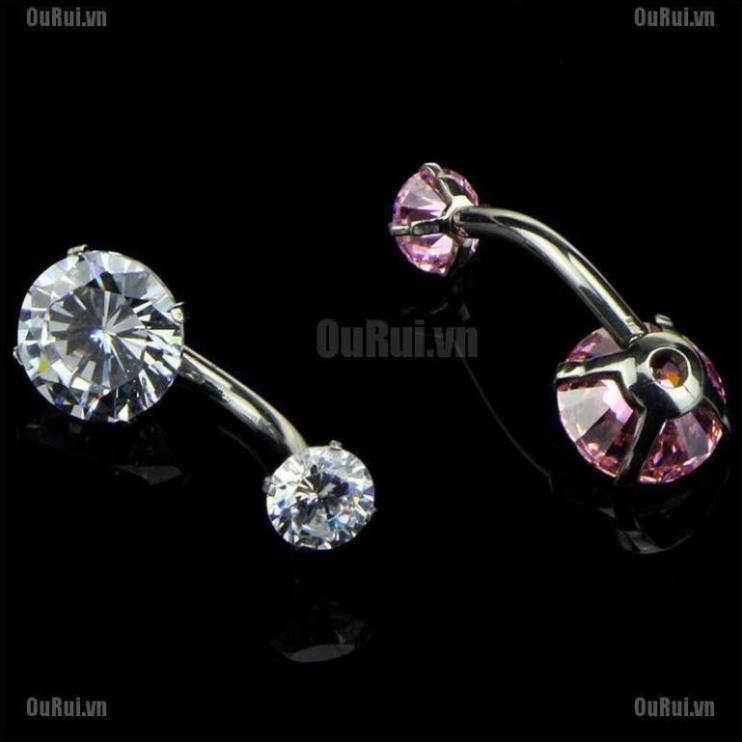 Khuyên rốn viên ngọc đính đá bằng thép y tế