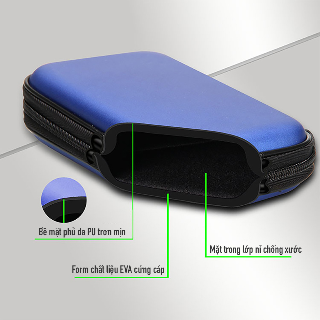 Hộp túi công nghệ SmileBox form cứng chống sốc đựng ổ cứng di động 2.5inch, bộ cáp sạc, tai nghe, máy nghe nhạc mp3 - Hàng chính hãng