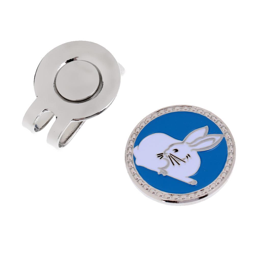 3x Alloy Creative Chinese Rabbit Golf Hat Clip with Ball Marker