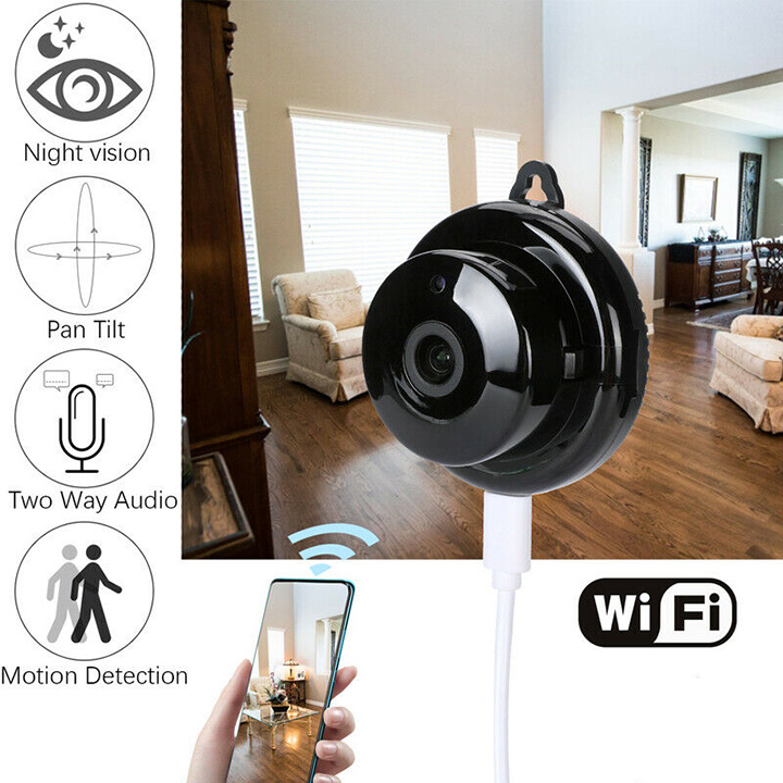 Camera WiFi V380 Mini Hành Trình 1080P WiFi Không Dây HD Quan Sát Ban Đêm IR Camera An Ninh Gia Đình Quan Sát Từ Xa Trên Điện Thoại-Tặng kèm cục nguồn sạc 5V-1A