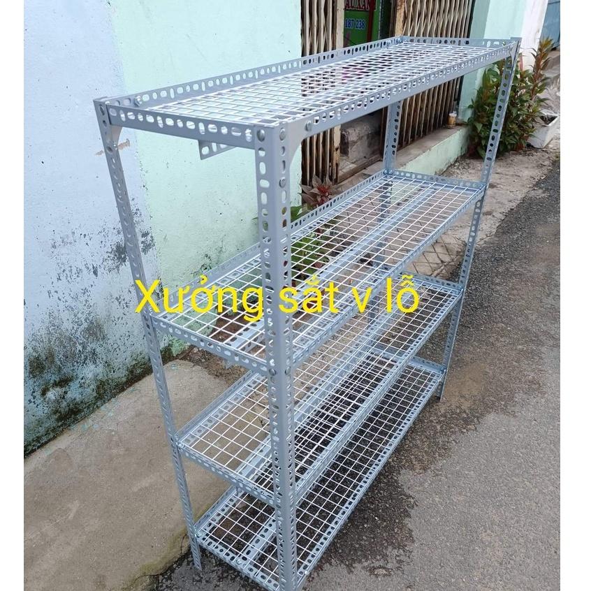 Kệ sắt V lỗ( lưới ô vuông ) Rộng 20cm x Chiều dài 60cm ( Cao từ 60cm đến 1,5M) Nhiều tầng