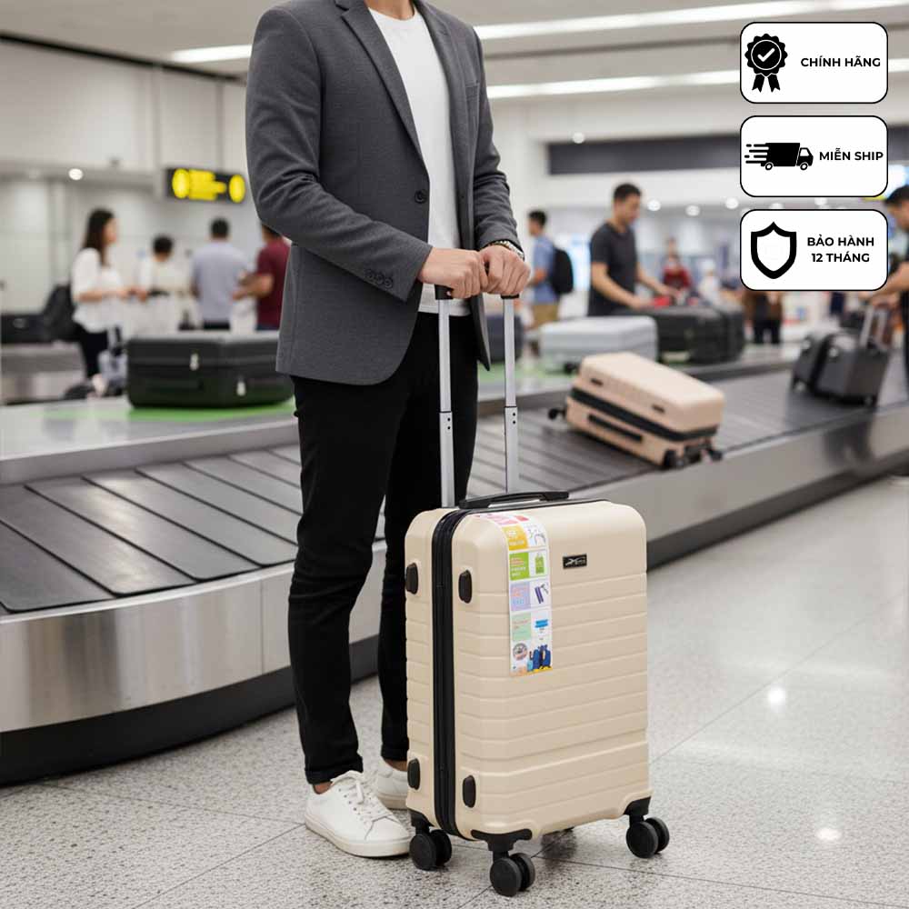 Vali kéo du lịch xách tay cao cấp Xbags White Titan Pro XB6105 khóa TSA an toàn USB tiện dụng, thiết kế sang trọng đẳng cấp size 20!